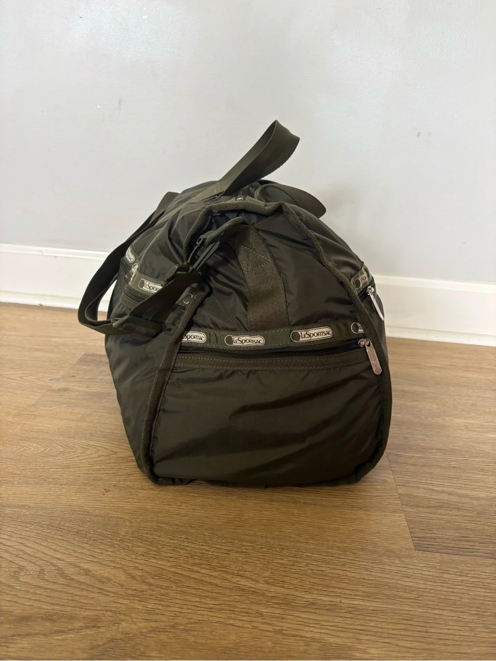 Lesportsac Olive Green Nylon Duffel Bag with Shoulder Strap
